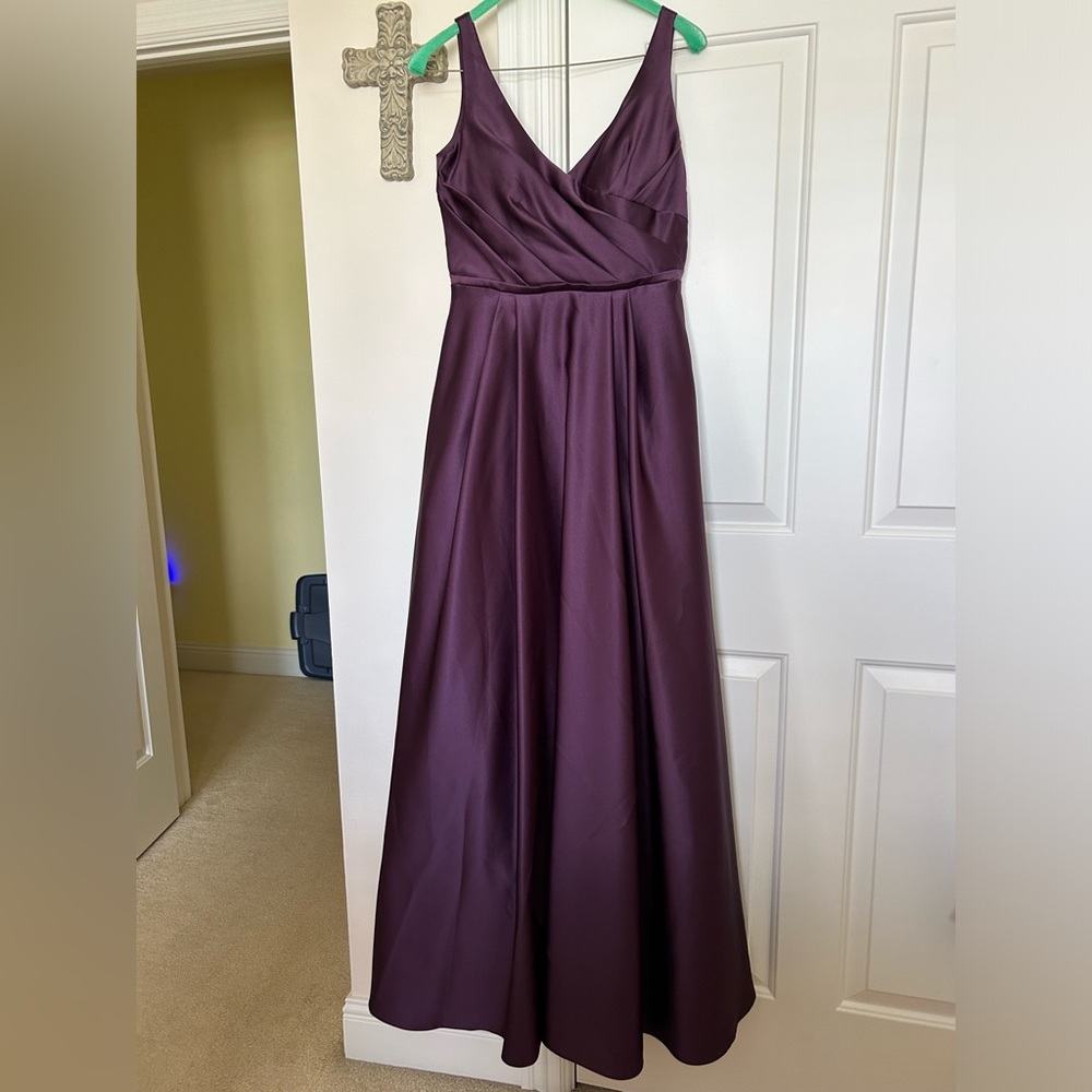 David's Bridal Purple Sleeveless V-Neck Gown